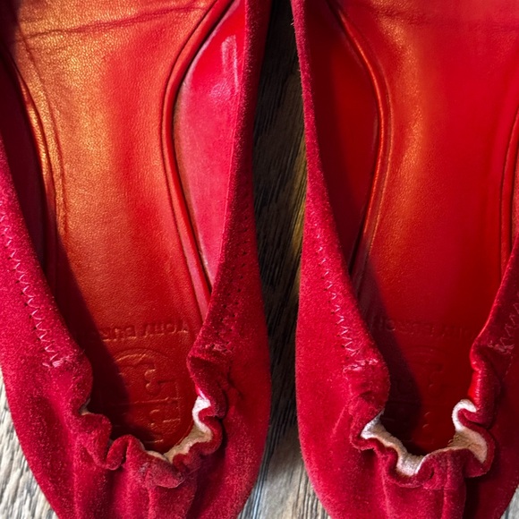 Tory Burch Red Suede Reva Ballet Flats 7.5 - Picture 4 of 6